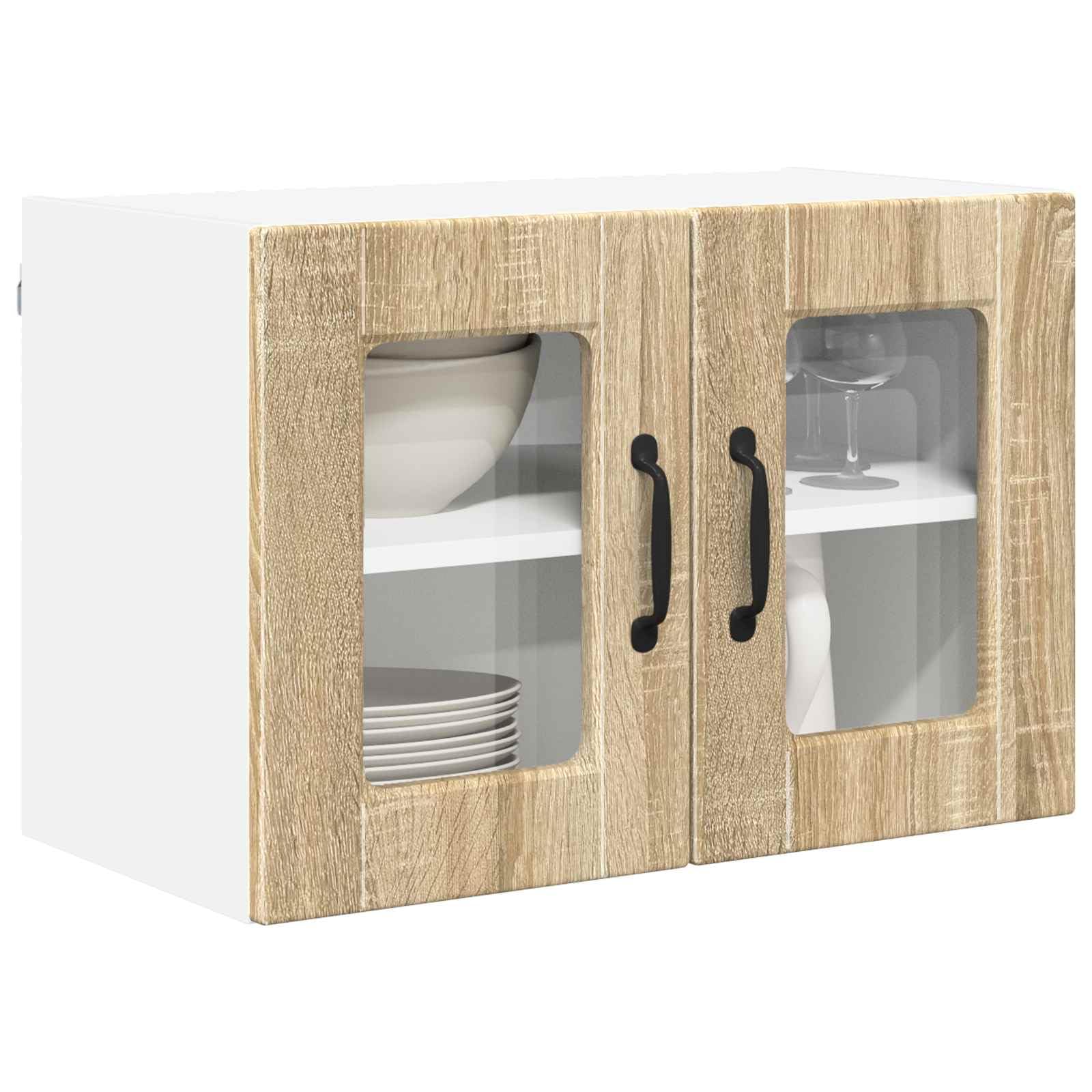 Porto szafka ścienna z dębu Sonoma 60 x 31 x 40 cm, materiał drewnopochodny z 2 drzwiami i półkami, nowoczesna szafka kuchenna, zajmująca niewiele miejsca szafka wisząca do kuchni i jadalni