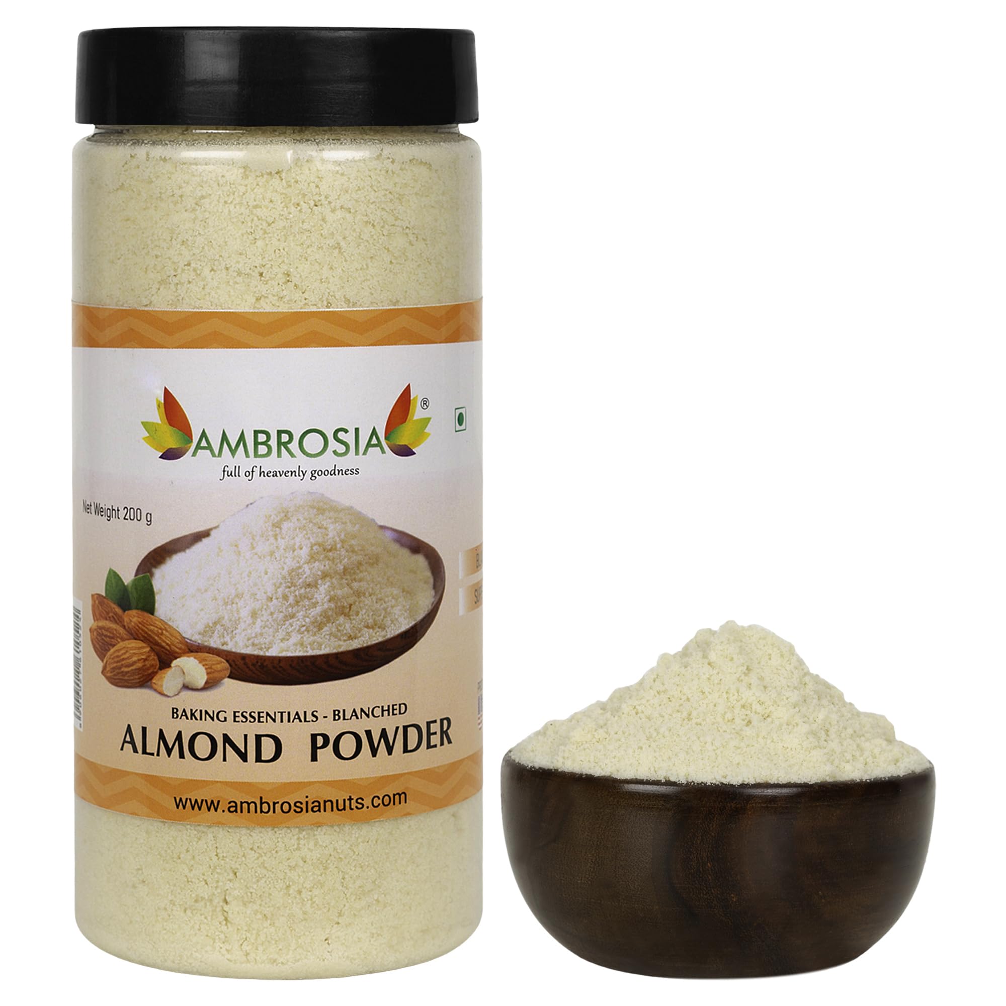 Ambrosia Fine California Almond Flour 200 Gm, Powder Without Skin, Keto Friendly Blanched Powder (Pack Of 1) Almond Flour For Baking Breads, Cakes, And Making Rotis-image-20