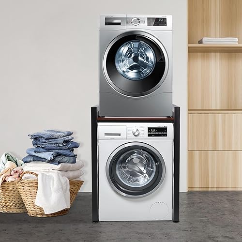 Miniatura 3 de Soporte apilable para lavadora y secadora, estantes resistentes para lavadora y secadora con estante ajustable, estante de almacenamiento apilable