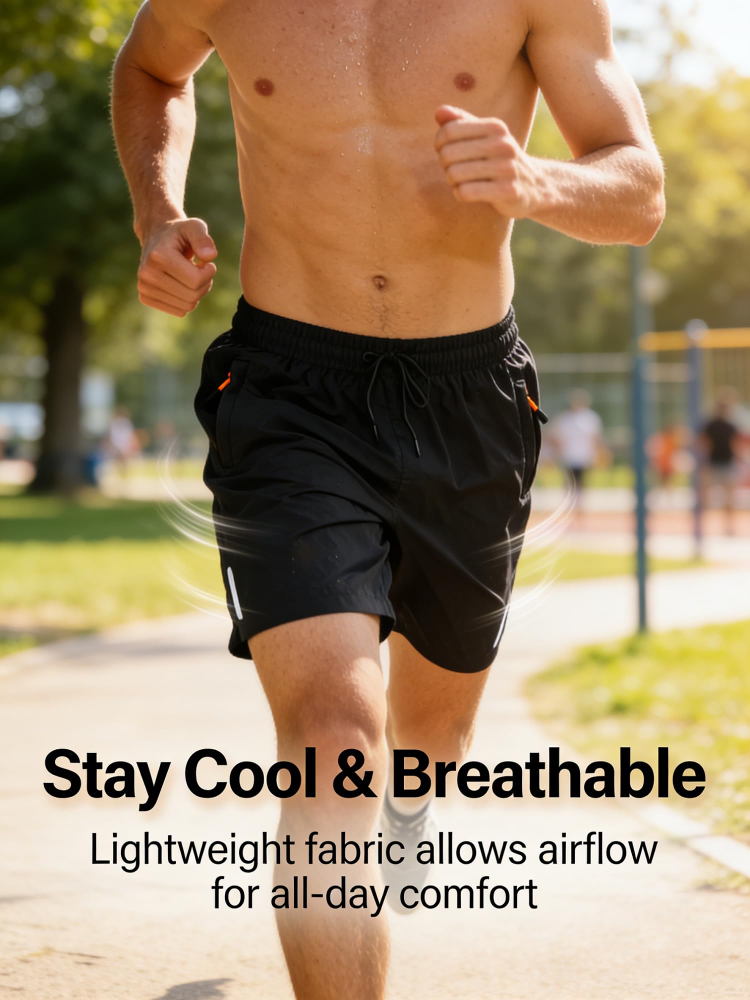 Pantalones cortos de verano de secado rápido para hombre, pantalones cortos deportivos ligeros y transpirables de 5 pulgadas con cintura elástica, pantalones cortos casuales para playa, correr — view 3