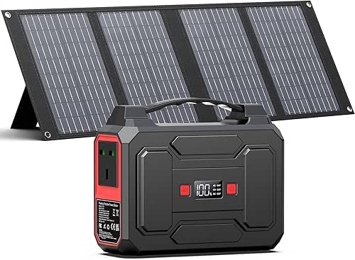 R100 Portable Power Station+S40W powkey Foldable Solar Panel