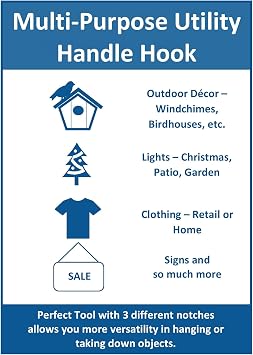 JSP Manufacturing Multi-Purpose Plastic Utility Hook Screw On Pole Attachment (Pole NOT Included) - Hang Christmas Lights, Bird feeders, Sting Lights, Ropes, Boat Lines (1, Black)