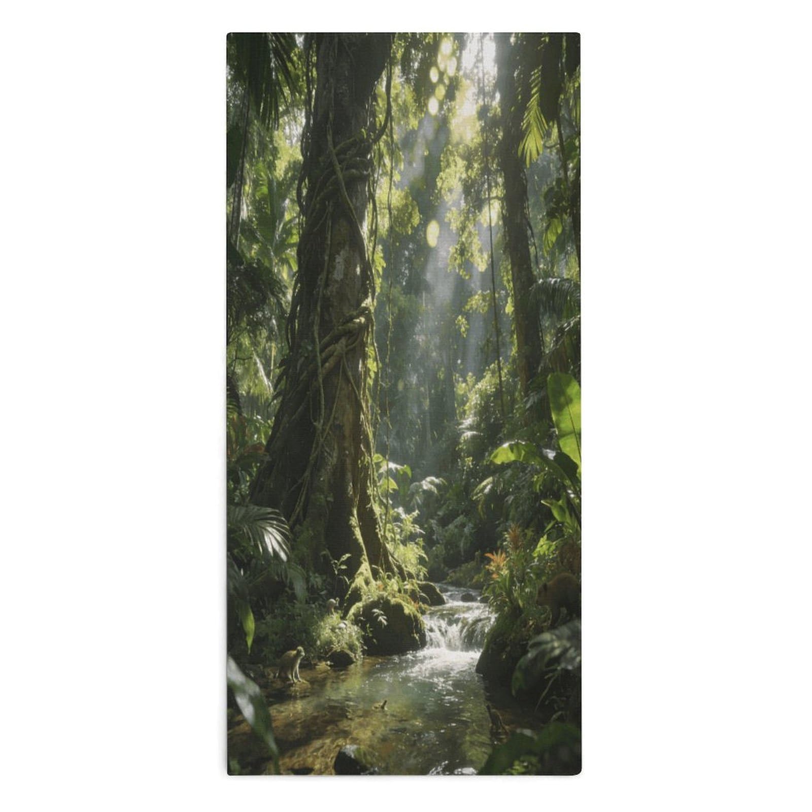 Sunlit Ancient Rainforest Stream Hand Towels for Bathroom 14x29 Inch