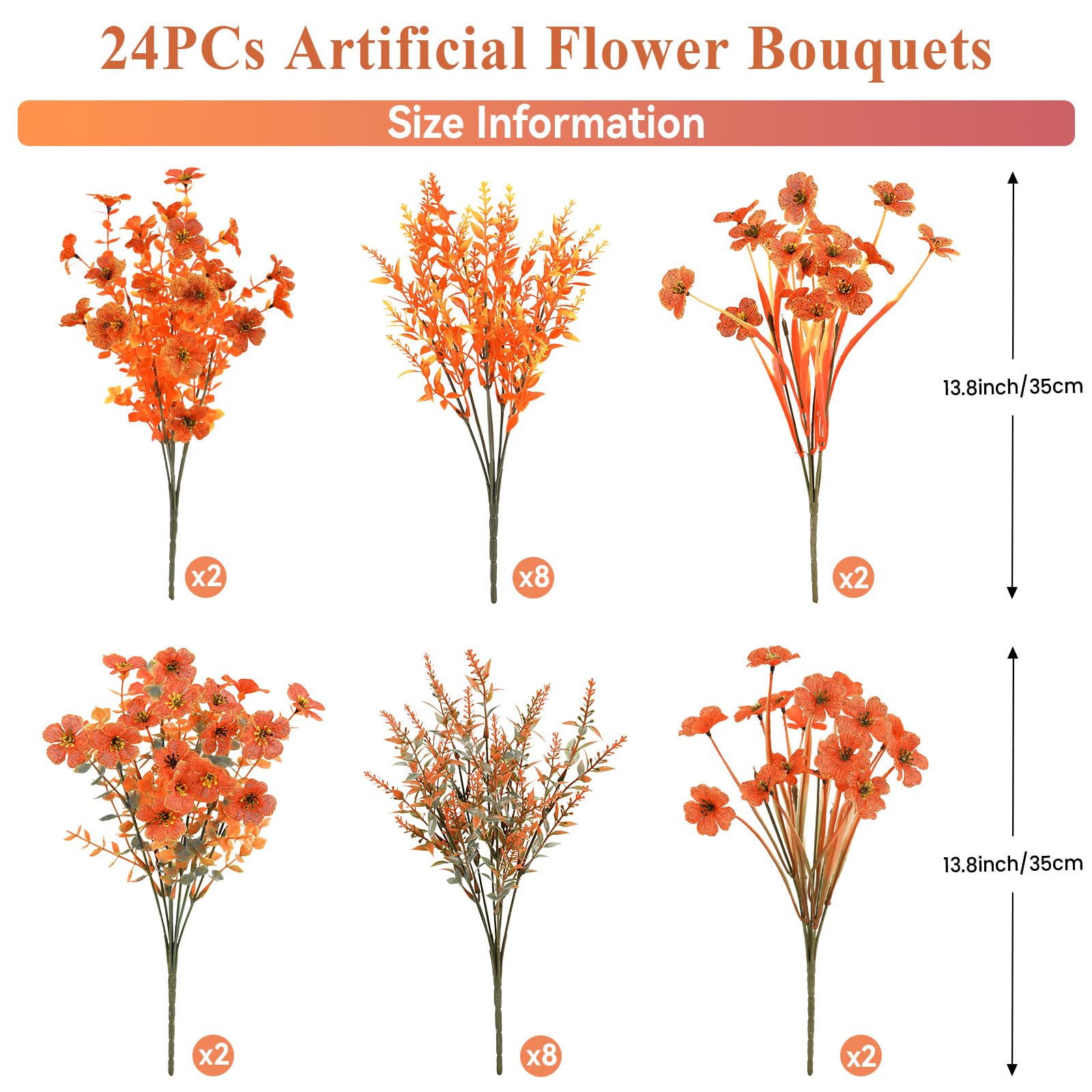 24 Bundles Kunstblumen Herbstdeko - UV-beständige Lavendel & Veilchen Für Garten & Zuhause