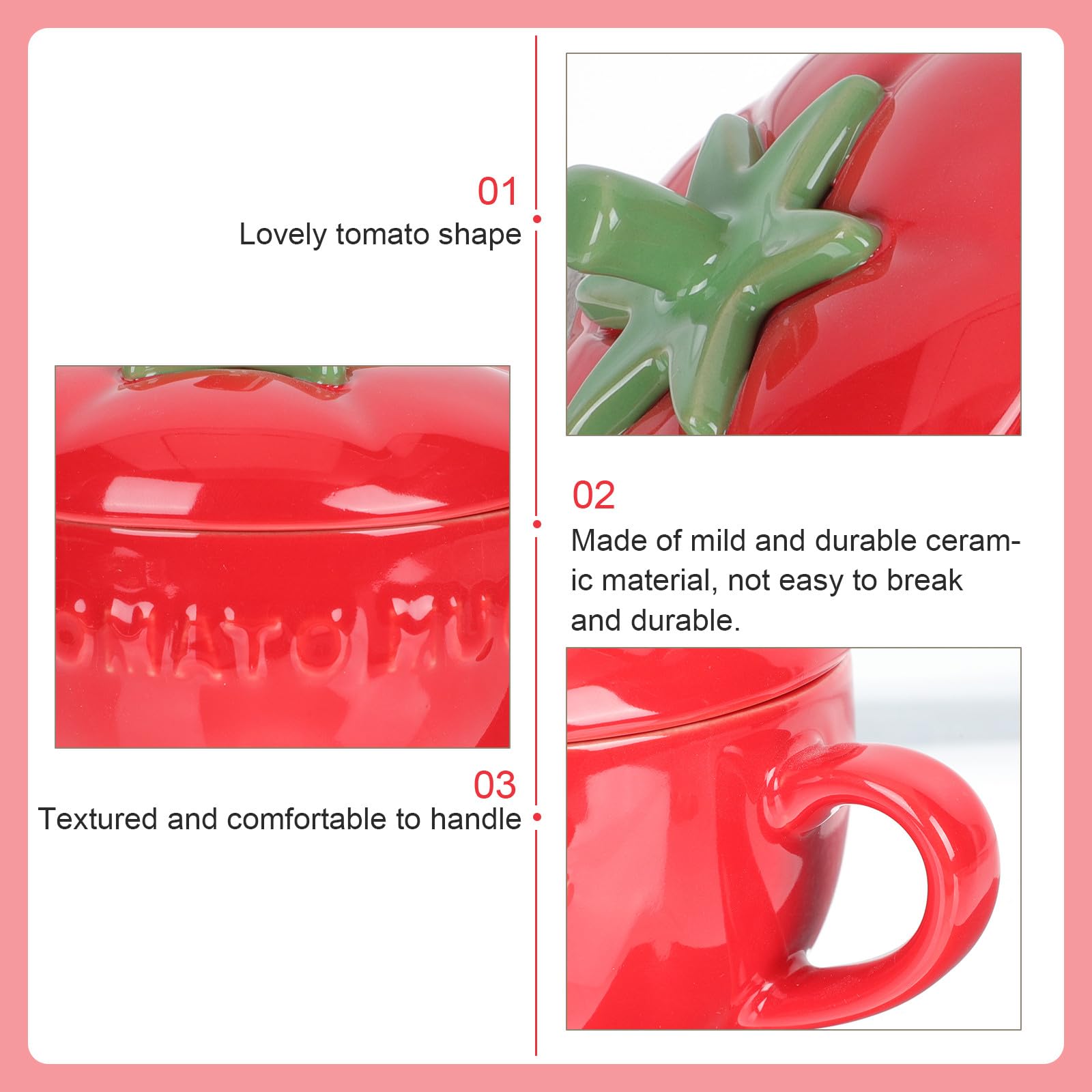 Keramik Wassertrinkbecher in Tomatenform mit Deckel Entzückender Trinklernbecher mit Glatter Oberfläche für Büro und Frühstück