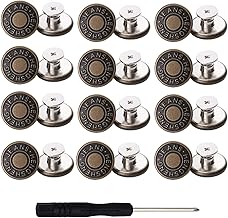 12 pcs Jeans Buttons, Replacement Button Jeans Metal Button Press Stud Jeans Detachable and Perfectly Adjustable, Snapshot Retractable Button No Sew Button Pins
