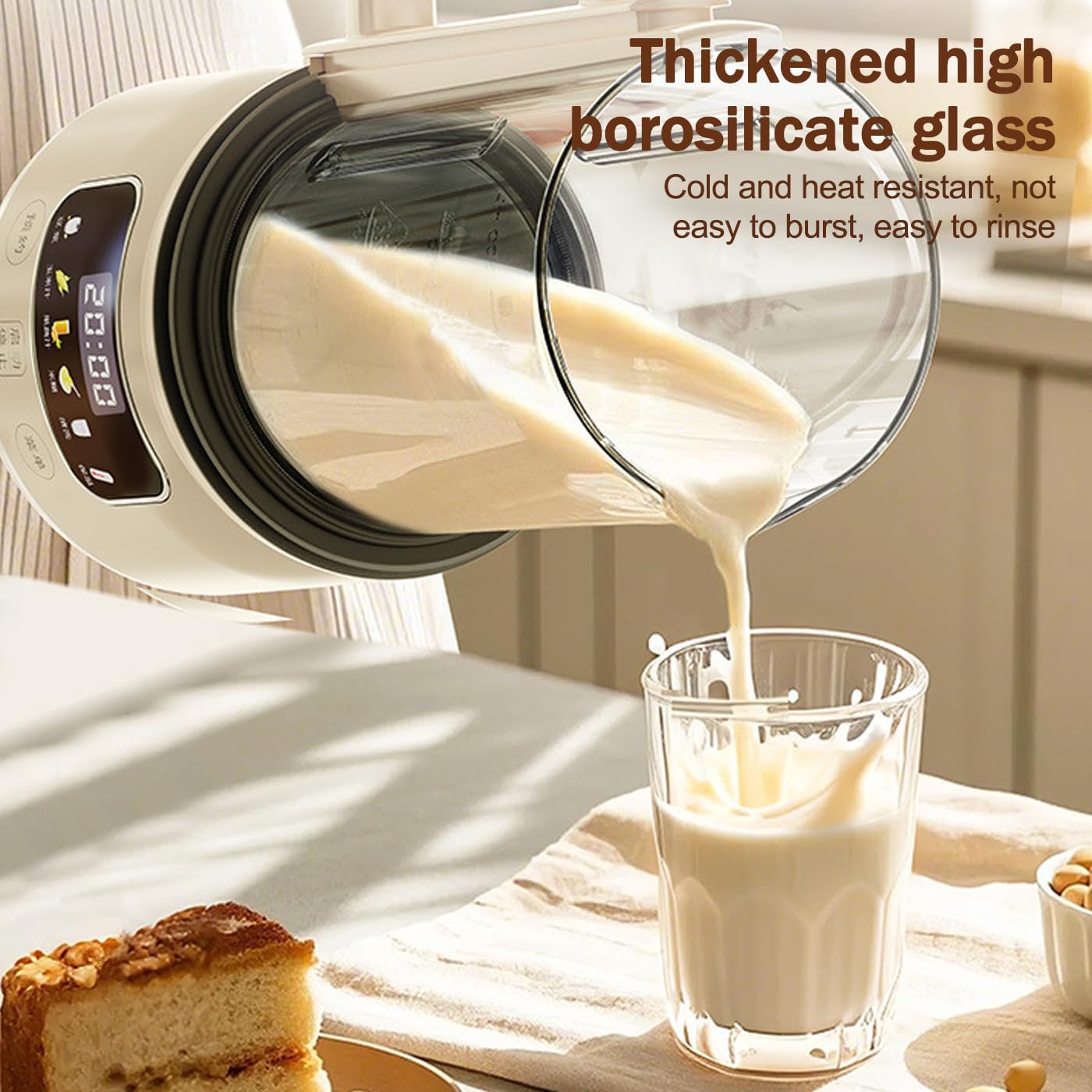 Automatischer Nussmilchbereiter mit Startverzögerung, Auto-Clean, Temperaturregelung und Kochwasser-Funktion für Sojabohnen, Brei und Säfte