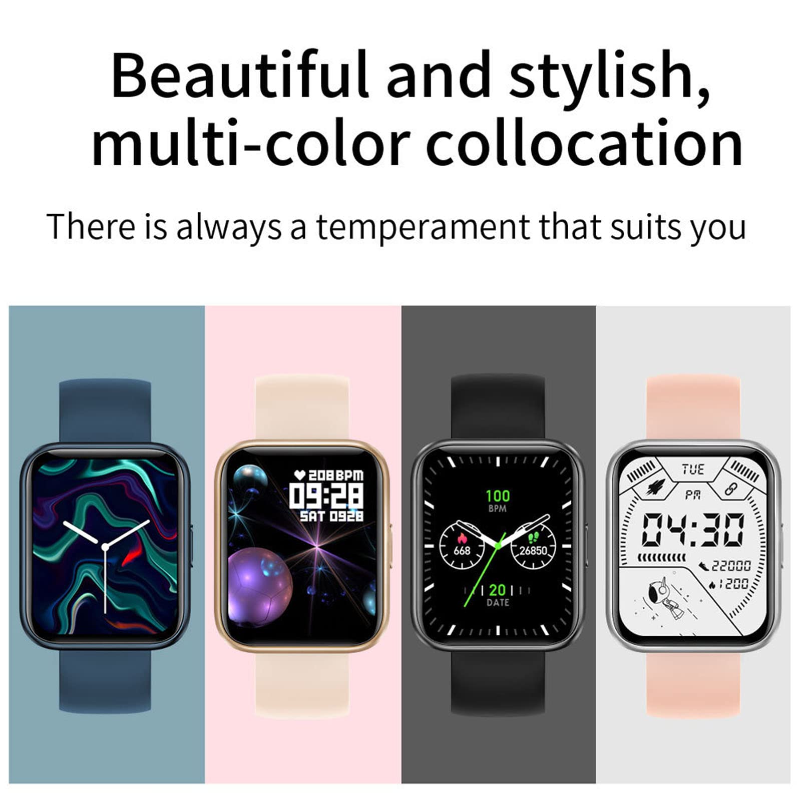 Męski damski inteligentny zegarek. Wodoodporny ekran dotykowy 1,7 cala z powiadomieniem o połączeniach/odbieraniu, pulsometr, monitor snu, głośnik muzyczny. Zegarek fitness Tracker aktywności