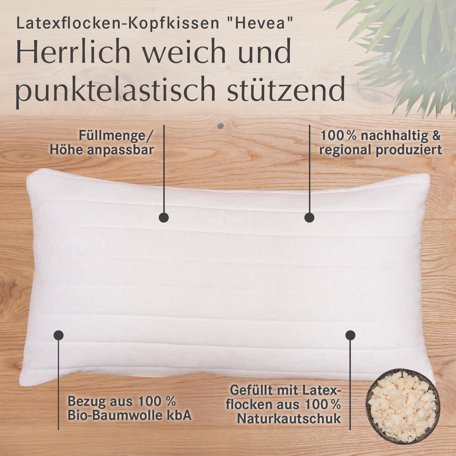 allnatura Hevea-Plus Almohada cervical 40 x 80 cm – Sistema ortopédico de 2 cámaras de 100% caucho natural – Altura ajustable y aire acondicionado para dormir de lado y espalda