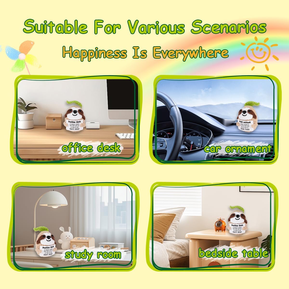Gifts for Him Her, Positive Crochet Animals,Card Conten: Positive Sloth, It Doesn't Matter How Slow You Go, As Long As You Don't Stop! Encouragement Gifts for Women Men