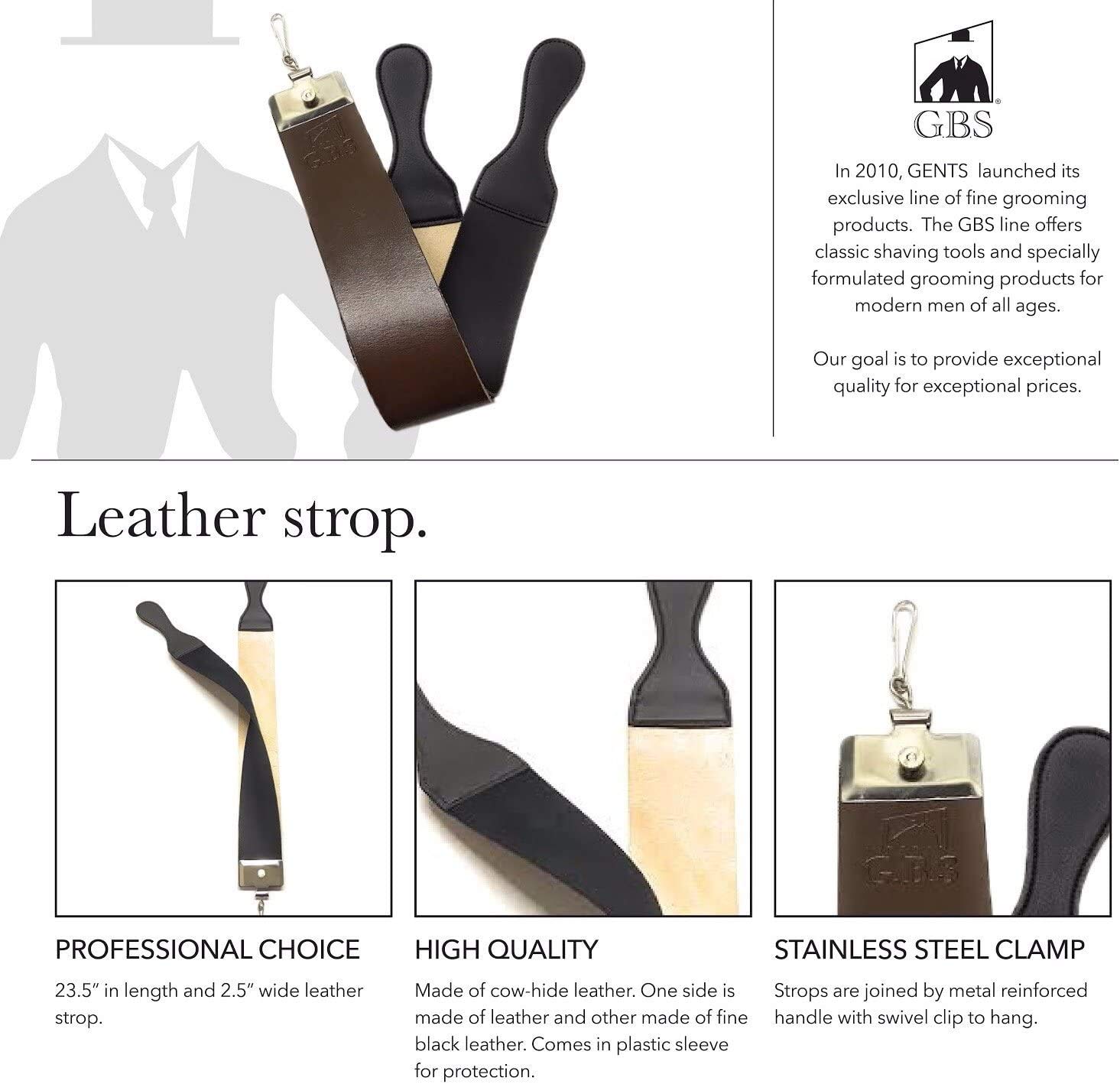 Buy G.B.S Straight Razor Leather Strop Sharpening Strap 2.5" X 23.5