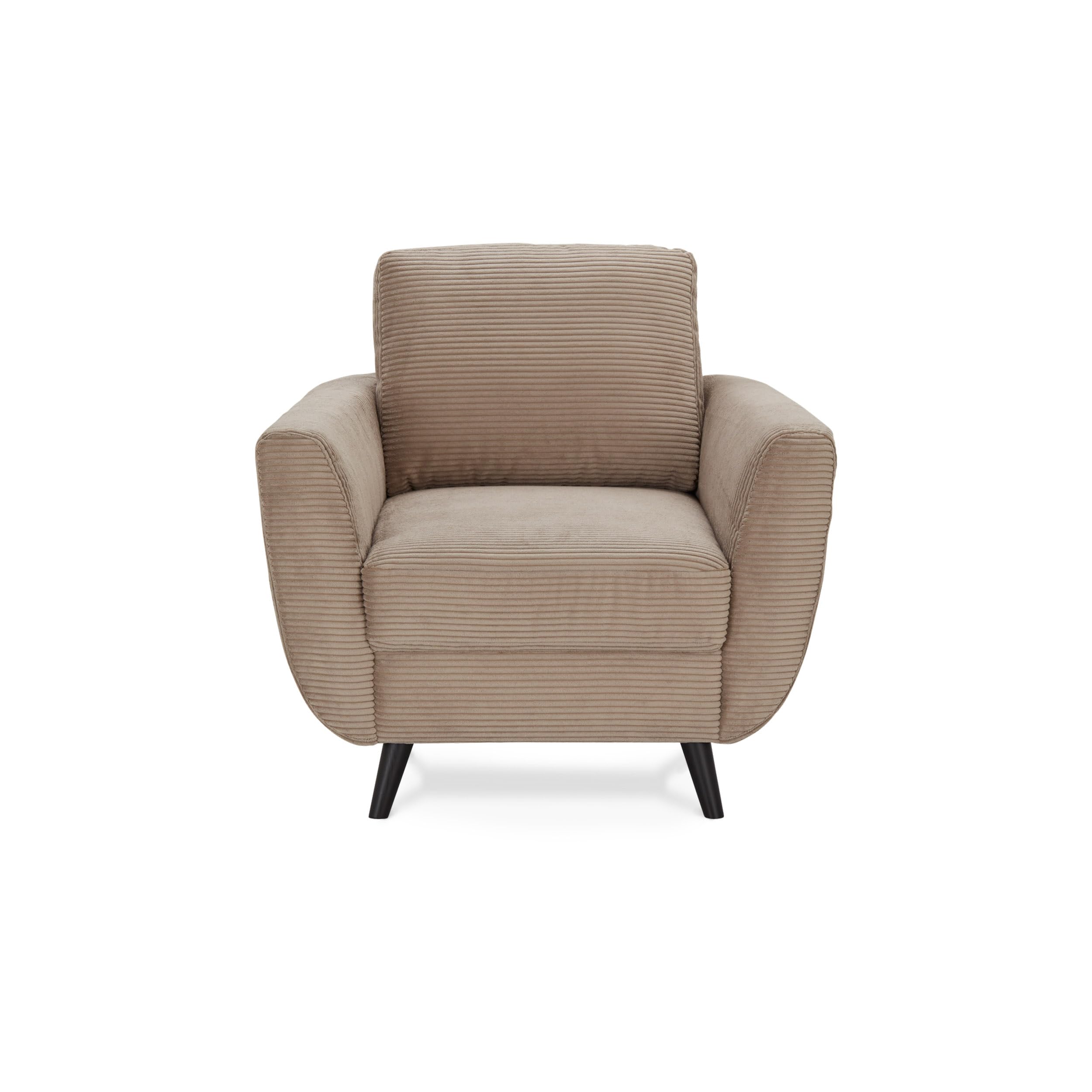 smart Sessel Wanja, Cordstoff Schlamm, 94x90x90cm - Skandi-Design, inkl. Rückenkissen, Polyätherschaum & Wellenunterfederung, Massivholzfüße, frei stellbar