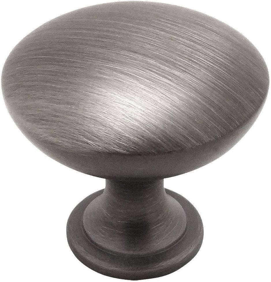 Cosmas 25 Pack 5305AS Antique Silver Traditional Round Solid Cabinet Hardware Knob - 1-1/4 Diameter