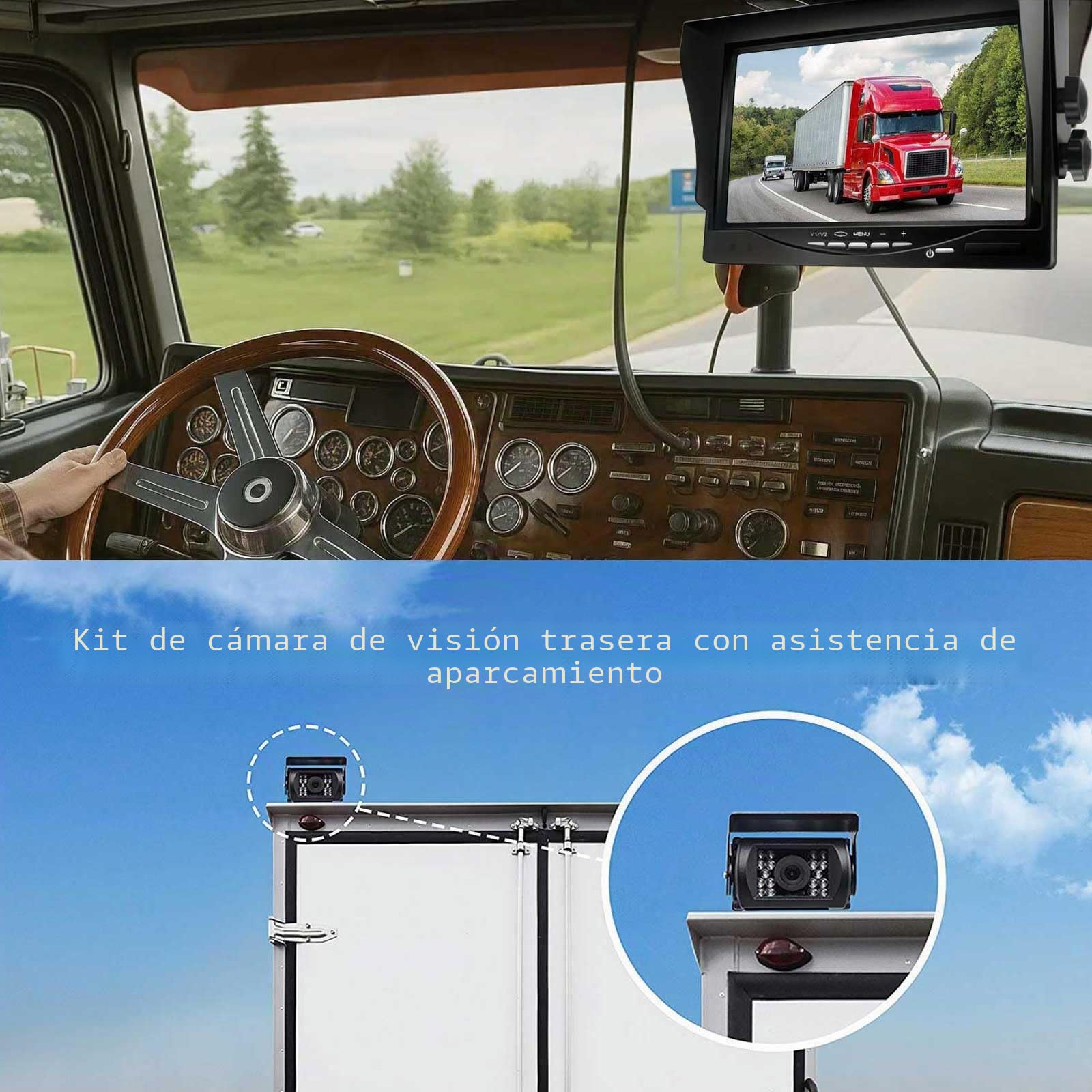 4pines 12V-24V vehículos Copia de Seguridad cámara Sistema 7 Inch TFT LCD HD Color Monitor +18 IR visión Nocturna Impermeable Marcha atrás visión Trasera cámara para Camiones/RV/Remolque/Bus