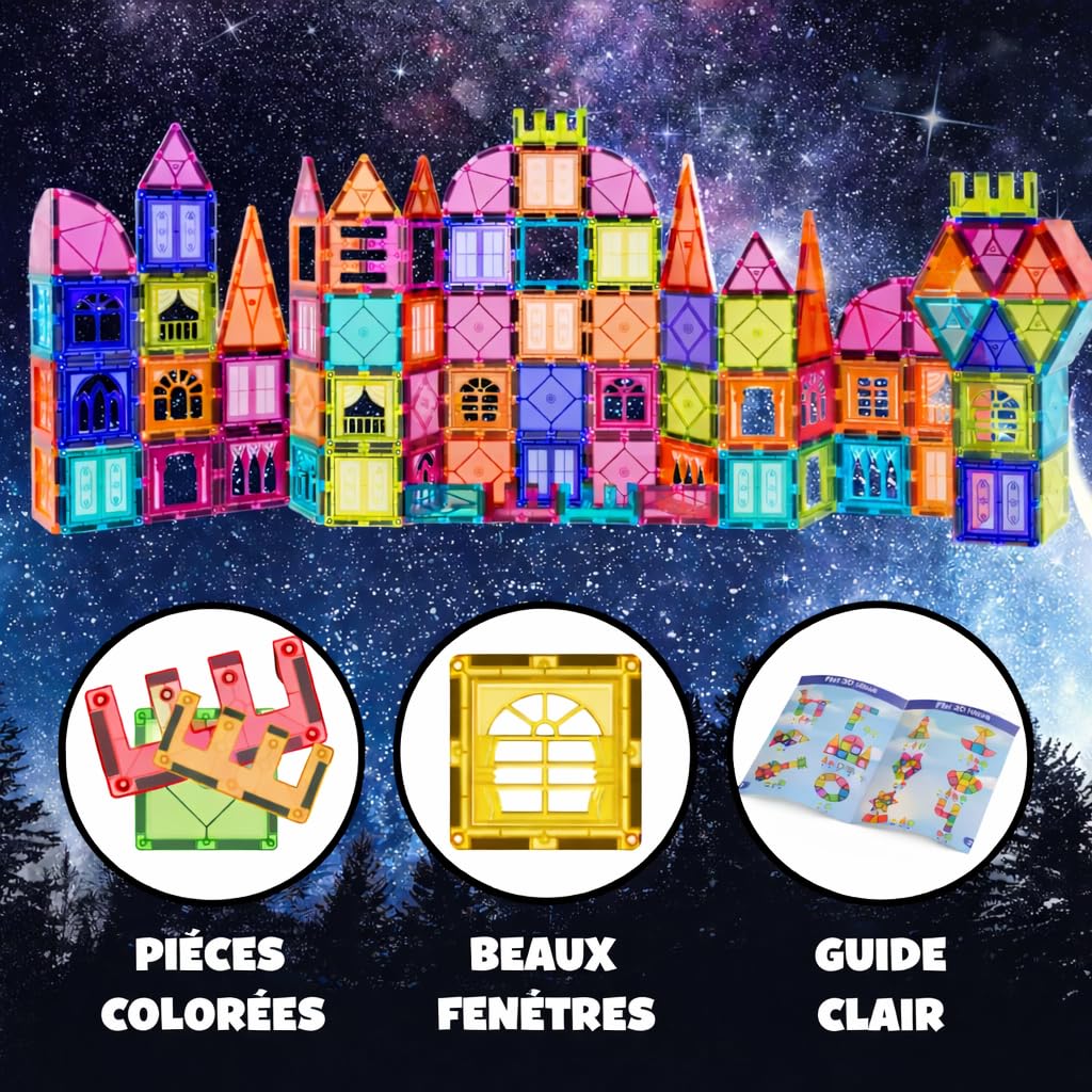 Desire Deluxe Montessori Lot de Construction magnétiques pour garçons et Filles – Jeu de Construction éducatif – Cadeau d'anniversaire pour 3 à 8 Ans (42PC