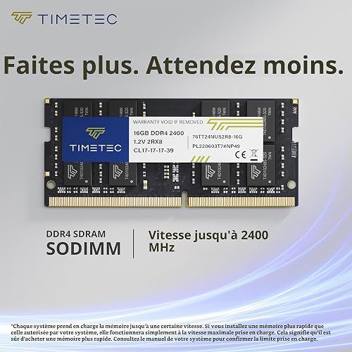 Timetec Elite 32GB KIT (2x16GB) DDR4 2400MHz (PC4-2400T) PC4-19200 SODIMM Laptop RAM - 260-Pin 1.2V CL17 Non-ECC Unbuffered Modulo di memoria per laptop, Notebook, Mini PC, All-in-One - 3