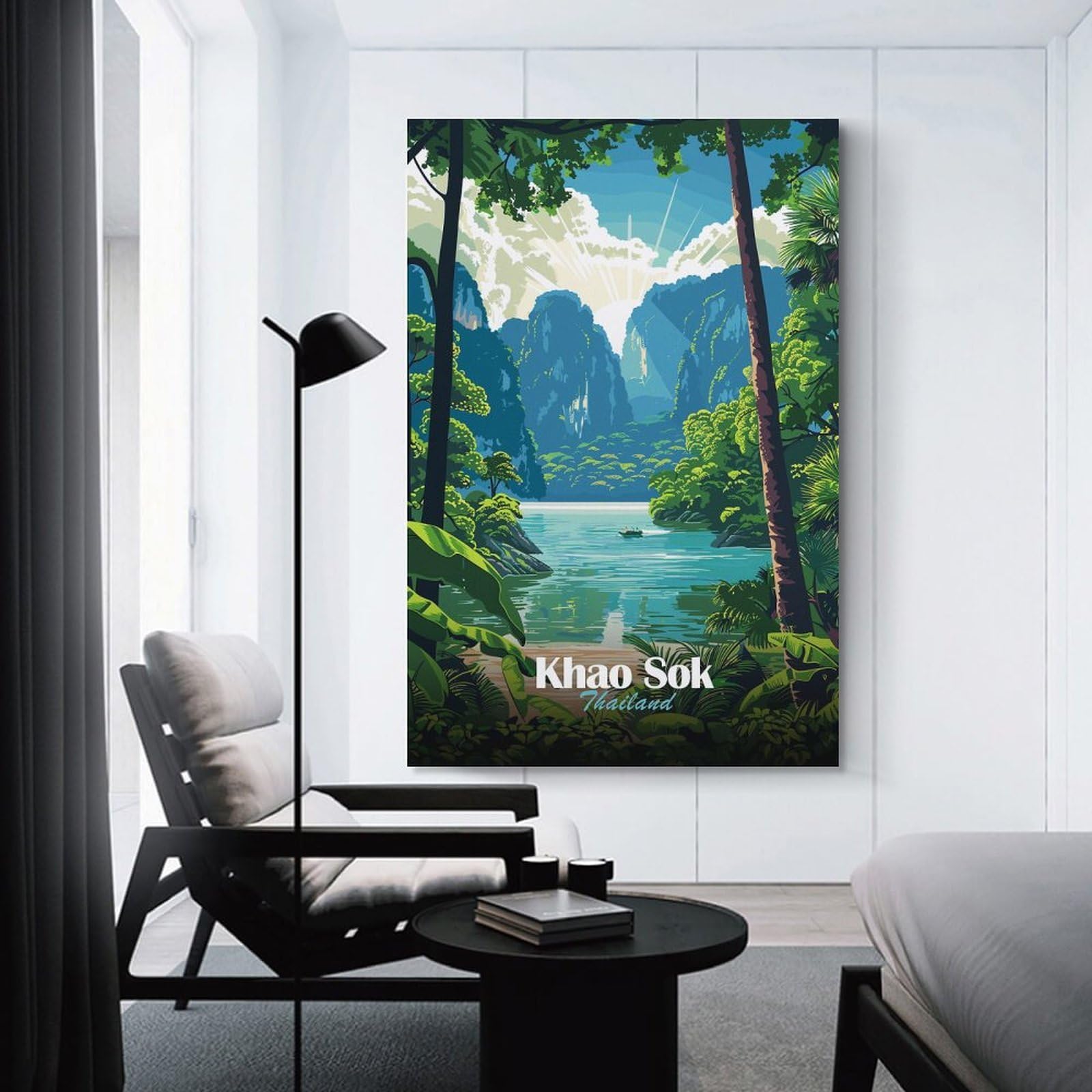 Junmoney Unframe-Style-23 Khao Sok Thailand Landscape Illustration Home Decor Wall Art, 20X30inch(50X75cm), For New Homes, Bedrooms Or Workspaces, Gift Idea For Housewarming And Birthdays