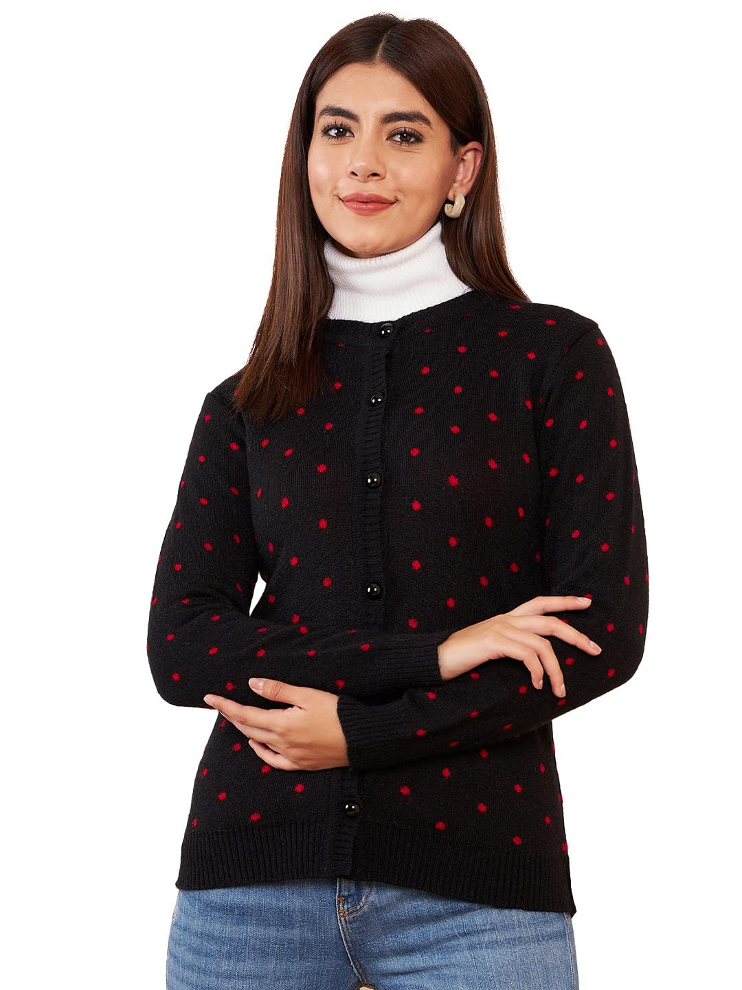 Womens Winter Season Round Neck Full Sleeves Sweater/Cardigan