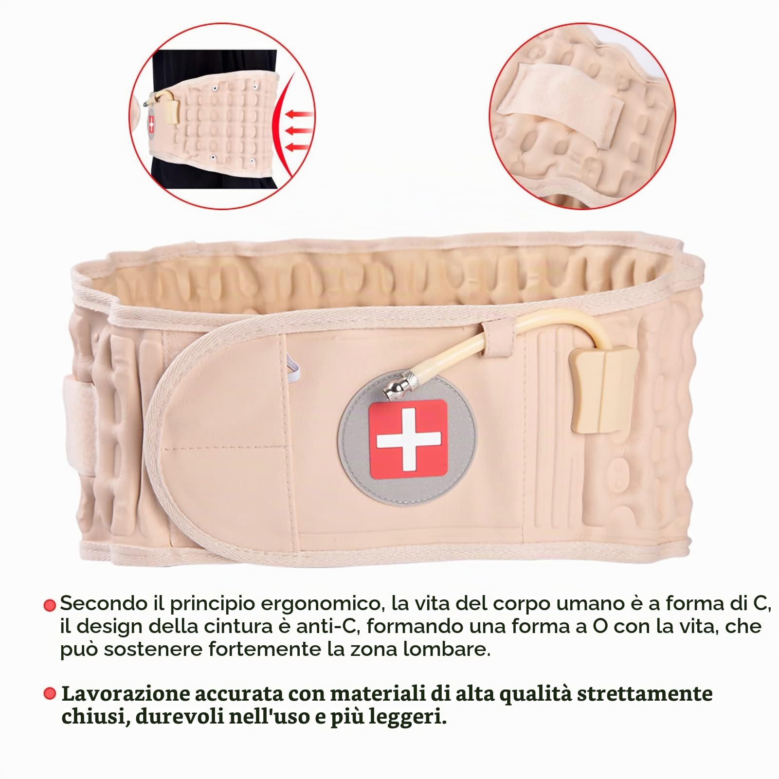 Cintura di Decompressione Per La Schiena, Cintura Gonfiabile Per Assistenza Sanitaria Cintura Per Alleviare Il Dolore alla Decompressione Per Alleviare Il Dolore Lombare, Supporto Per La Schiena E Tra