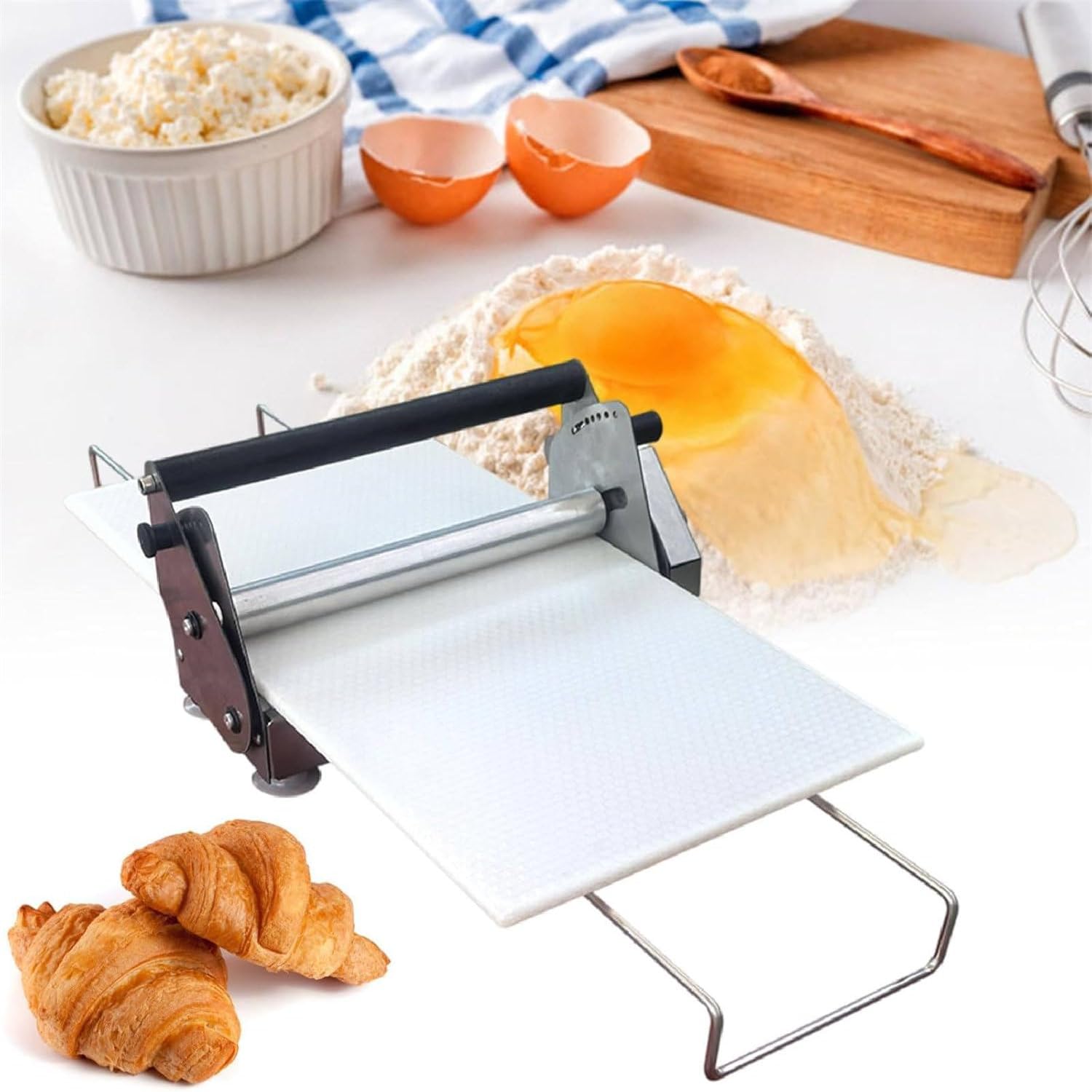 NGDFGR Dough Roller Machine - Manual Pastry Sheeter - Stainless Steel With Adjustable Thickness 0.5-17.5Mm/0.5-27Mm - Compact Design For Commercial Use,Rs201