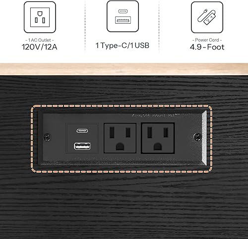Miniatura 7 de HOOBRO Mesa de bar con estación de carga, mesa de pub rectangular, mesa de café alta, mesa de bar de altura de mostrador, mesa de comedor estrecha y