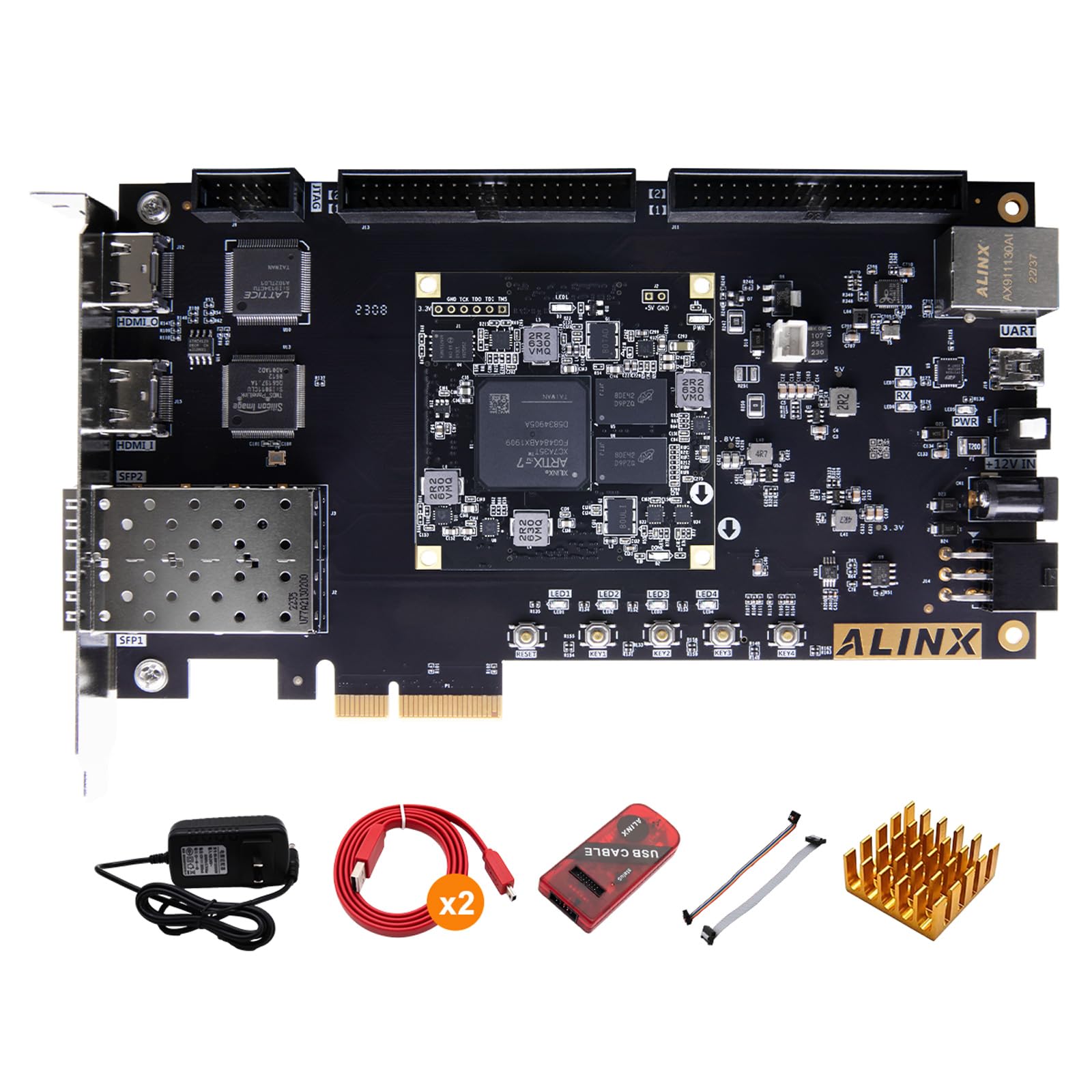 ALINX AX7A035B AX7A200B FPGA Dev Board & Kit with AMD Artix 7 XC7A35T 256MB DDR3 SDRAM 16 MB QSPI Flash Gigabit Ethernet HDMI Uart PCIe 2.0 Xilinx A7 35T 200T FPGA Development Board