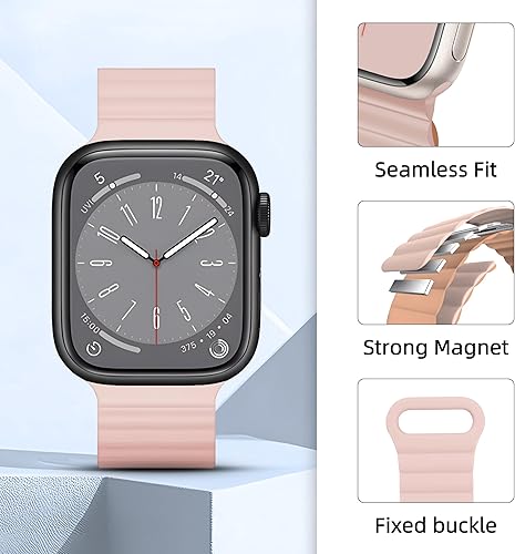 Miniatura 9 de Correas magnéticas de silicona de doble cara, compatibles con Apple Watch Series 8 7 SE 6 5 4 3 2 1 Ultra, correa deportiva compatible con Apple