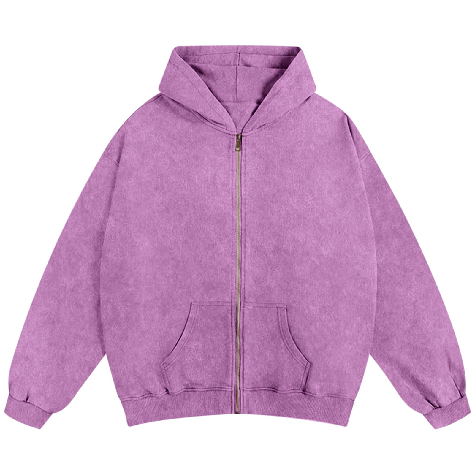 Pairxily Oversized Vintage Cotton Jacket Acid Wash Grunge Zip Up Hoodie