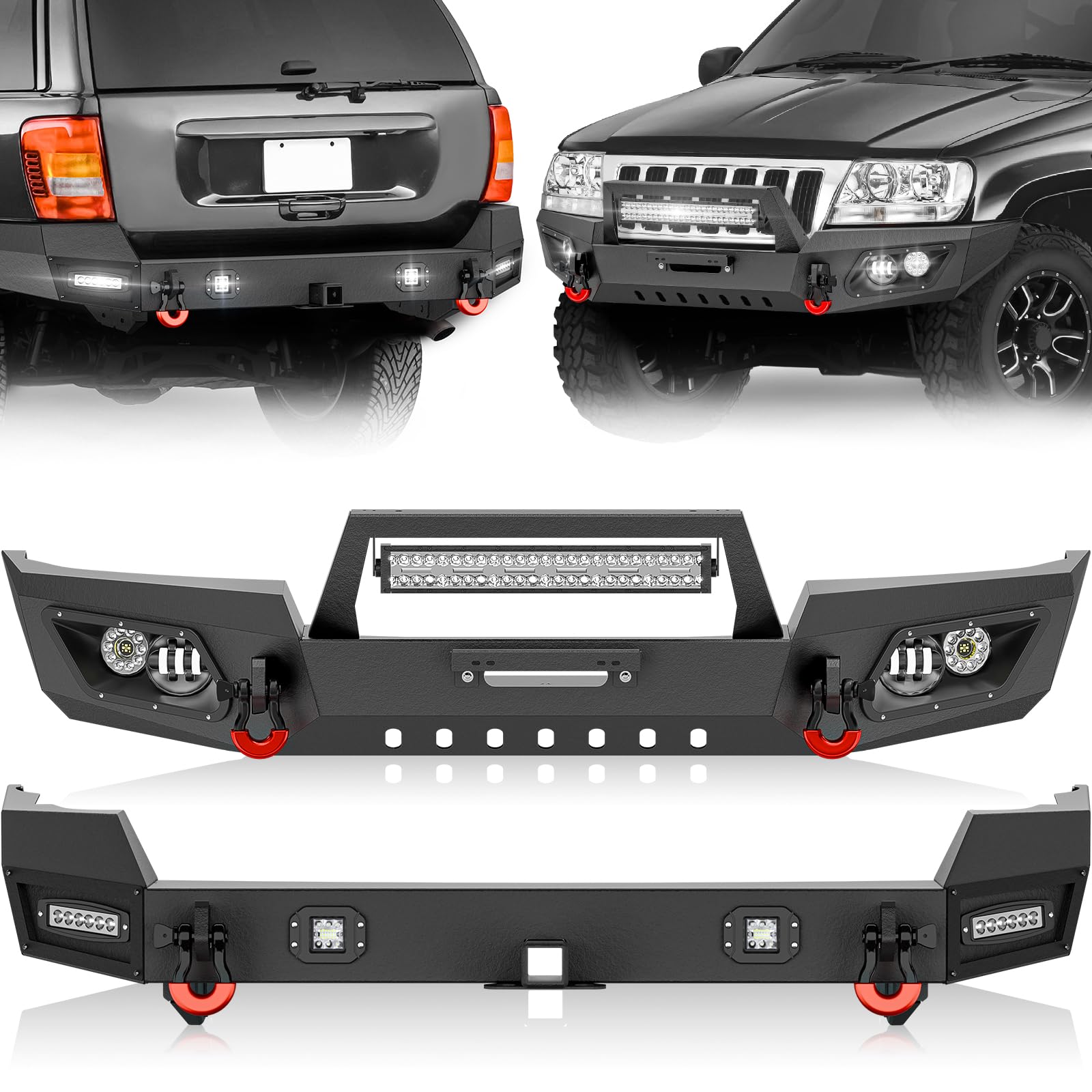 Amazon.com: YZONA for WJ Front and Rear Bumpers Compatible with