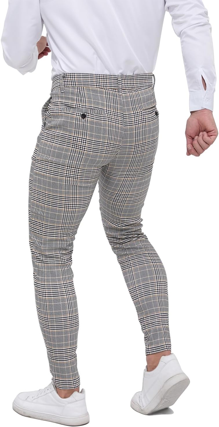 ALLELMS Mens Chinos Slim Fit Stretch Flat-Front Skinny Dress Pants