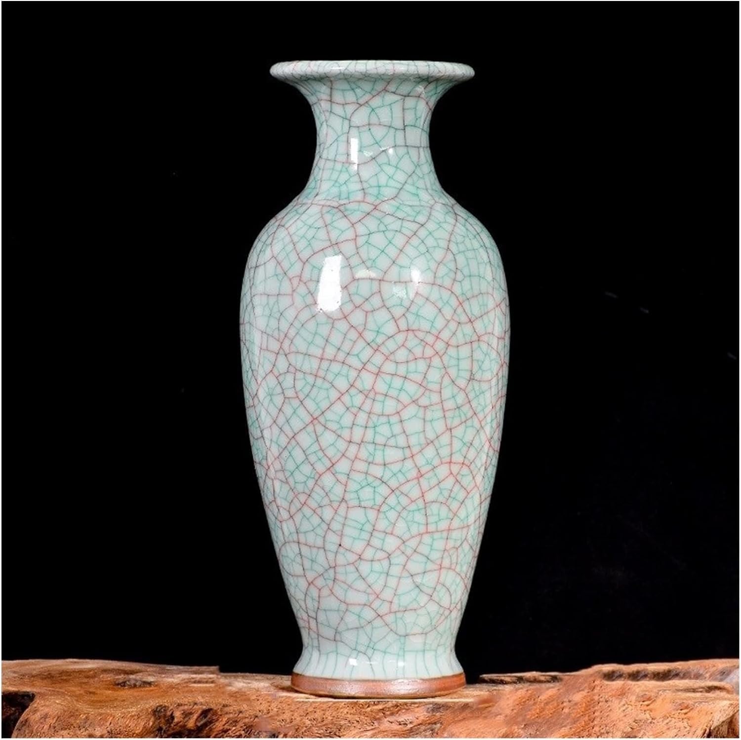 Vase Desktop Chinese Antique Cracked Jun Porcelain Vases Modern Ice Crack Ceramic Vase Ornament Tall Floor for Living Room Decor(E)