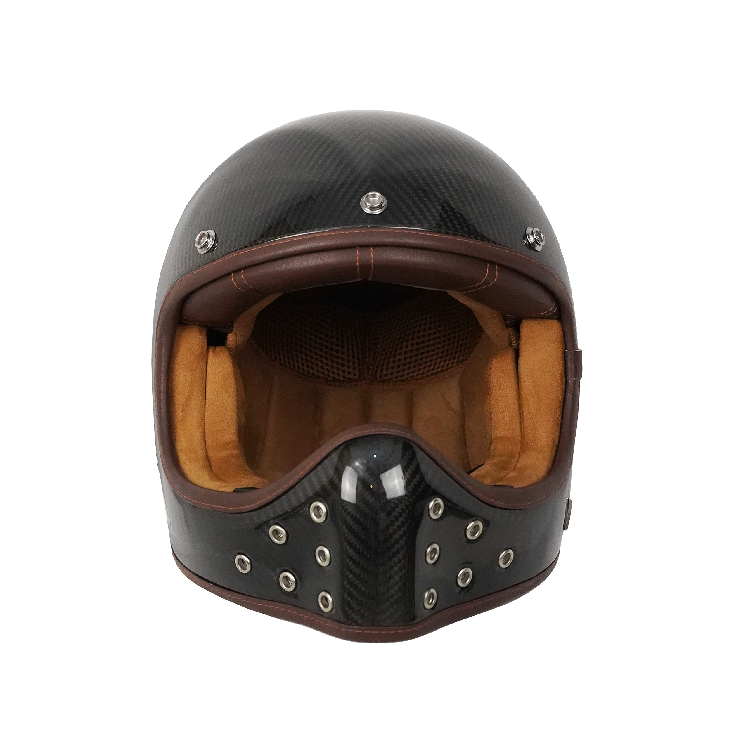 BY CITY | Casco Moto The Rock Carbon Black Unisex | Casco Integral de Fibra de Carbono | Sistema de Fijación de Doble Anilla y Ventilaciones | Interior Desmontable y Lavable | Estilo Clásico o Retro