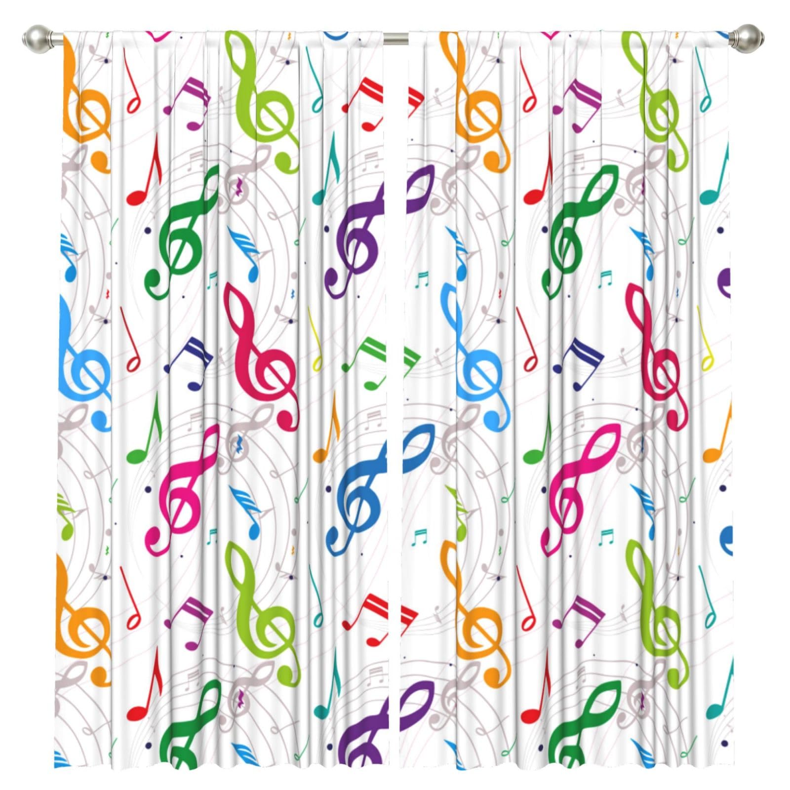 InOmak Music Color, 2 Panels Window Curtains 52 x 84 Inch Blackout Curtains for Living Room Bedroom