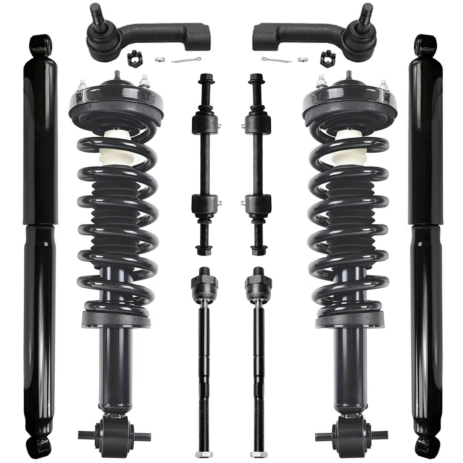 Detroit Axle - 4WD Front Suspension Kit for 15-17 Ford F-150, Struts w/Coil Spring Sway Bars Tie Rods Rear Shock Absorbers 2015 2016 2017 Replacement