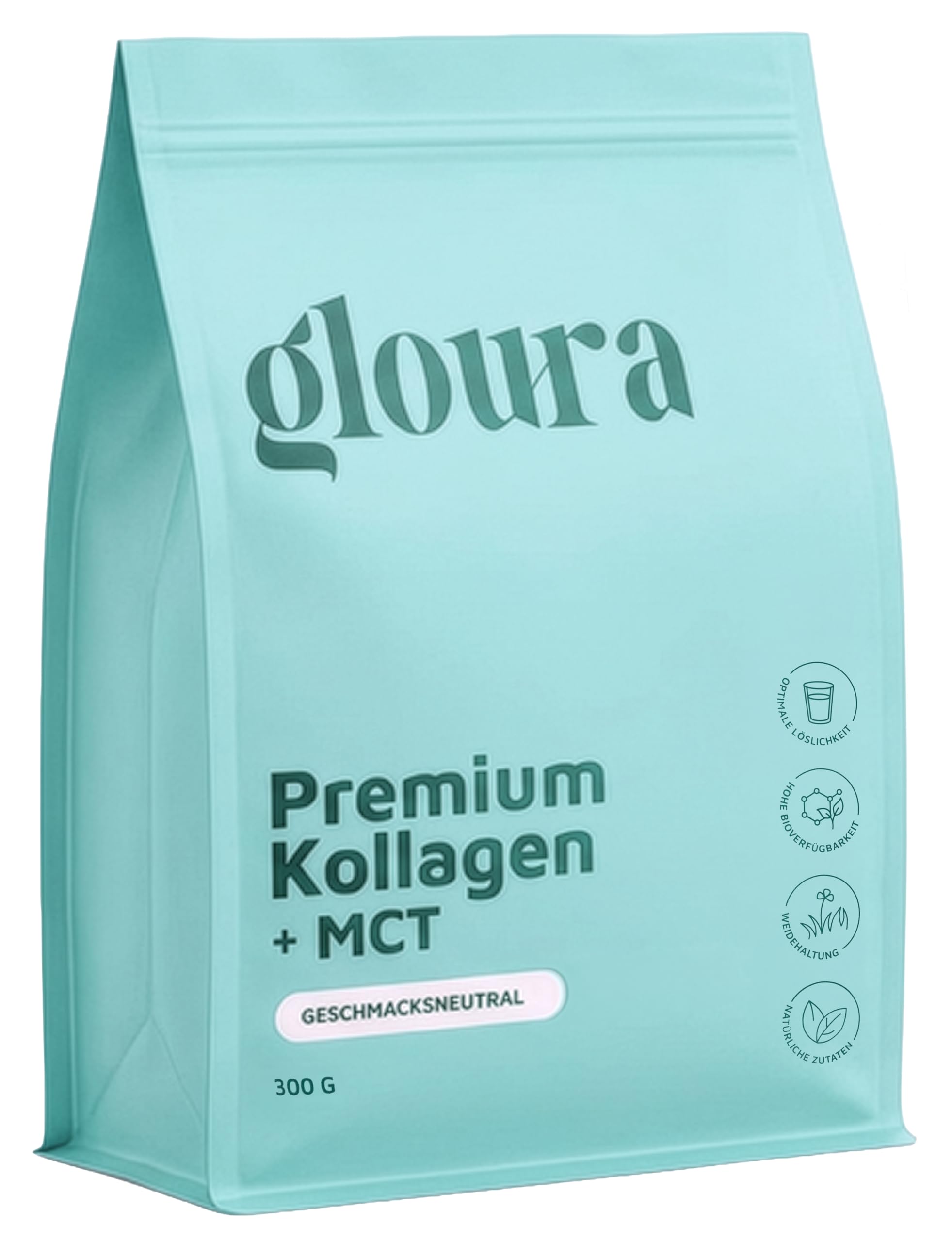 MCT Kollagen Pulver – Premium Hydrolysat Typ 1 & 3, 300?g, Kollagen mit MCT-Pulver aus Kokosnussöl, löslich in Shakes, Kaffee und Tee, geschmacksneutral, unterstützt Haut Haare Nägel Gelenke