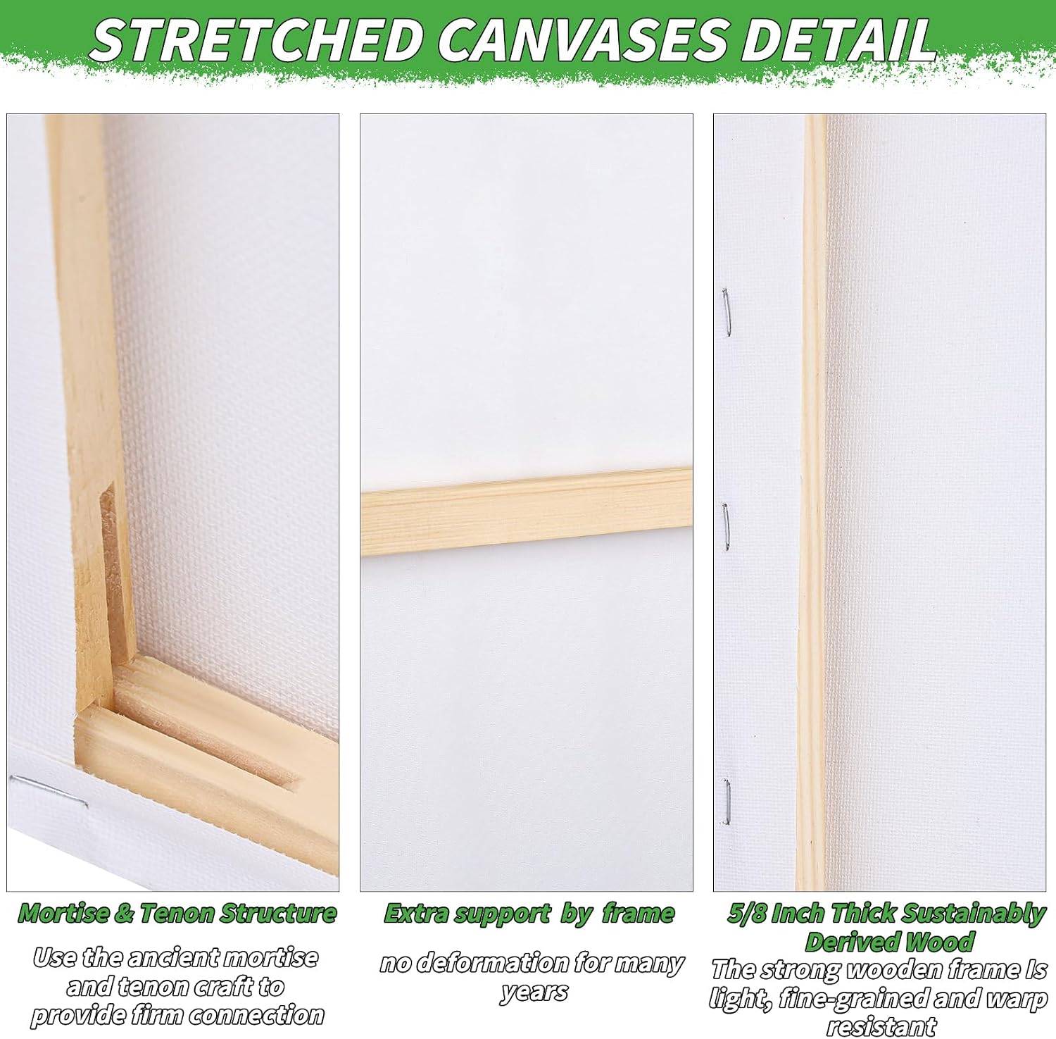 Oleitodh 10 Pack Stretched Canvas 18x24 Inch 100% Cotton Painting Canvas