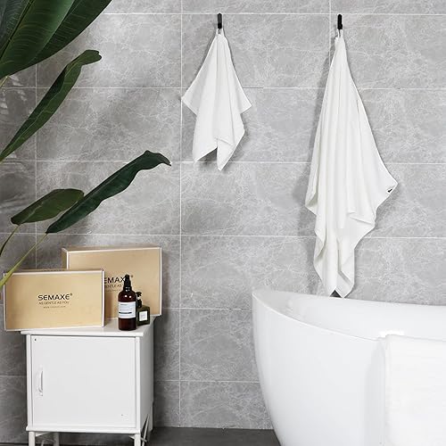 Vista 47 de SEMAXE - Juego de toallas de baño grises, 2 toallas de baño, 2 toallas de mano, 4 toallas faciales, toalla 100% algodón para baño, toalla suave