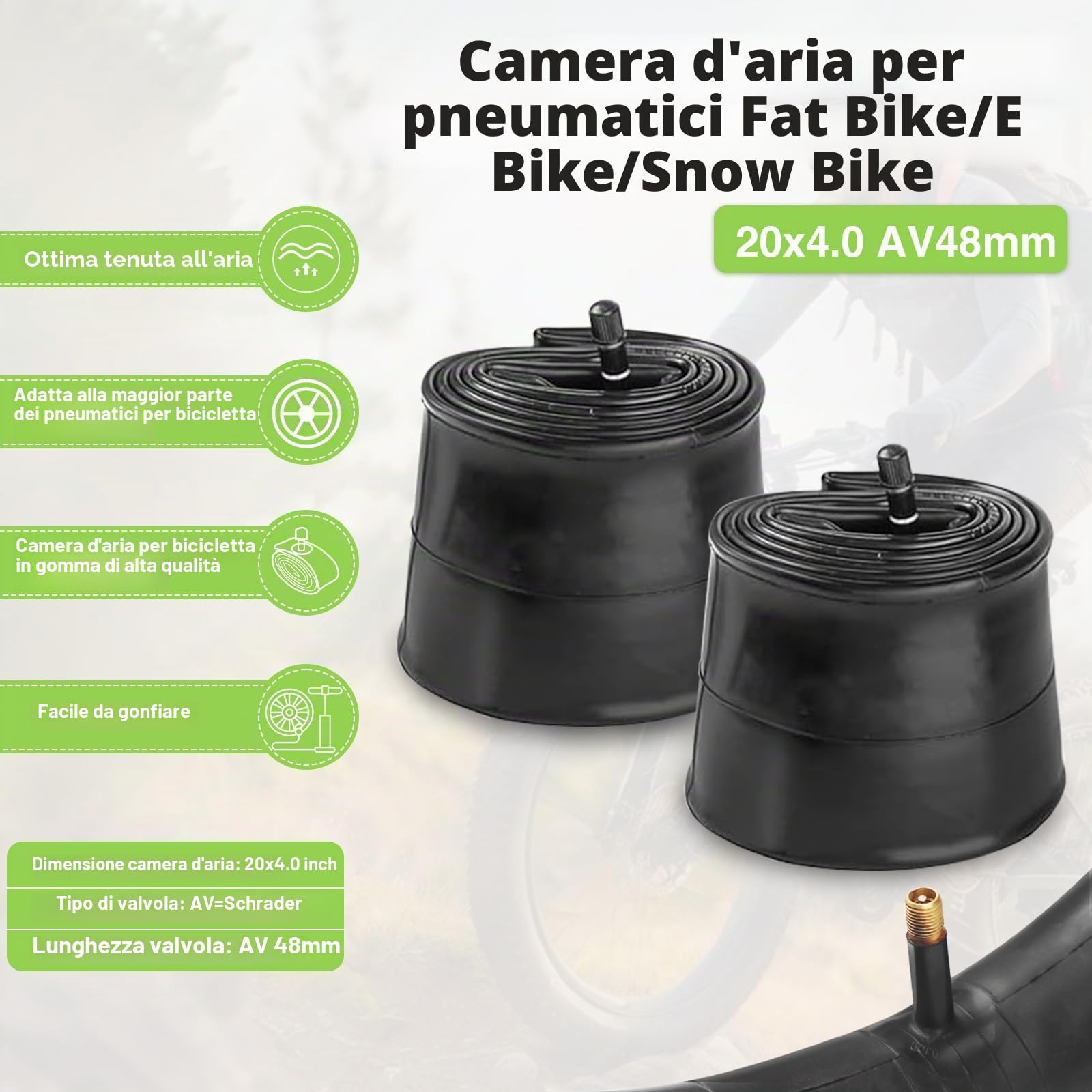 1/2 Set 20 x 4,0 pollici Heavy Duty E-Bike pneumatici Fat Bike 98 – 406 30TPI guaina per bicicletta con profilo antiscivolo per biciclette elettriche/Fat Bike/MTB