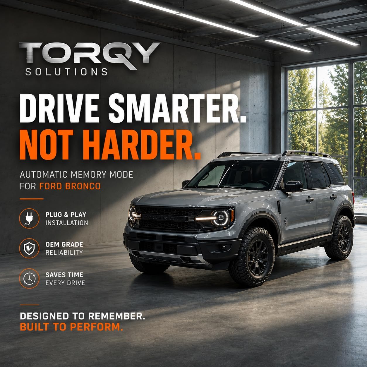 Torqy Auto Start Stop Eliminator for Ford Bronco 2021-2026 - Easy Under-Dash Plug & Play Install (No Console Removal) - Auto Start Stop Disable Memory Module - Premium Bronco Accessories
