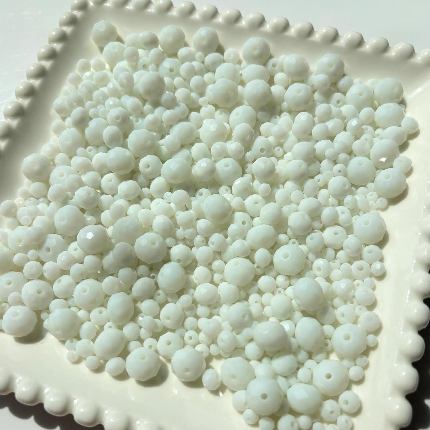 780Pcs Briolette Crystal Glass Beads for Jewelry Making, 3-10mm Faceted White Crystal Beads for Bracelets, Rondelle Glass Beads Bulk for Crafts Wine Charms Wind Chimes Suncatchers - Image 4