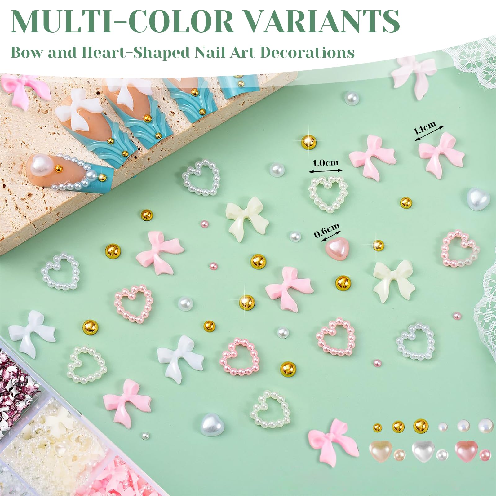 10000 Pezzi Fiocco Rosa Carino Cuore 3D Fiori Charms, Farfalla Dorata Chunky Decorazioni, Gioielli Per Unghie Diamanti Strass, Perline Per Nail Art