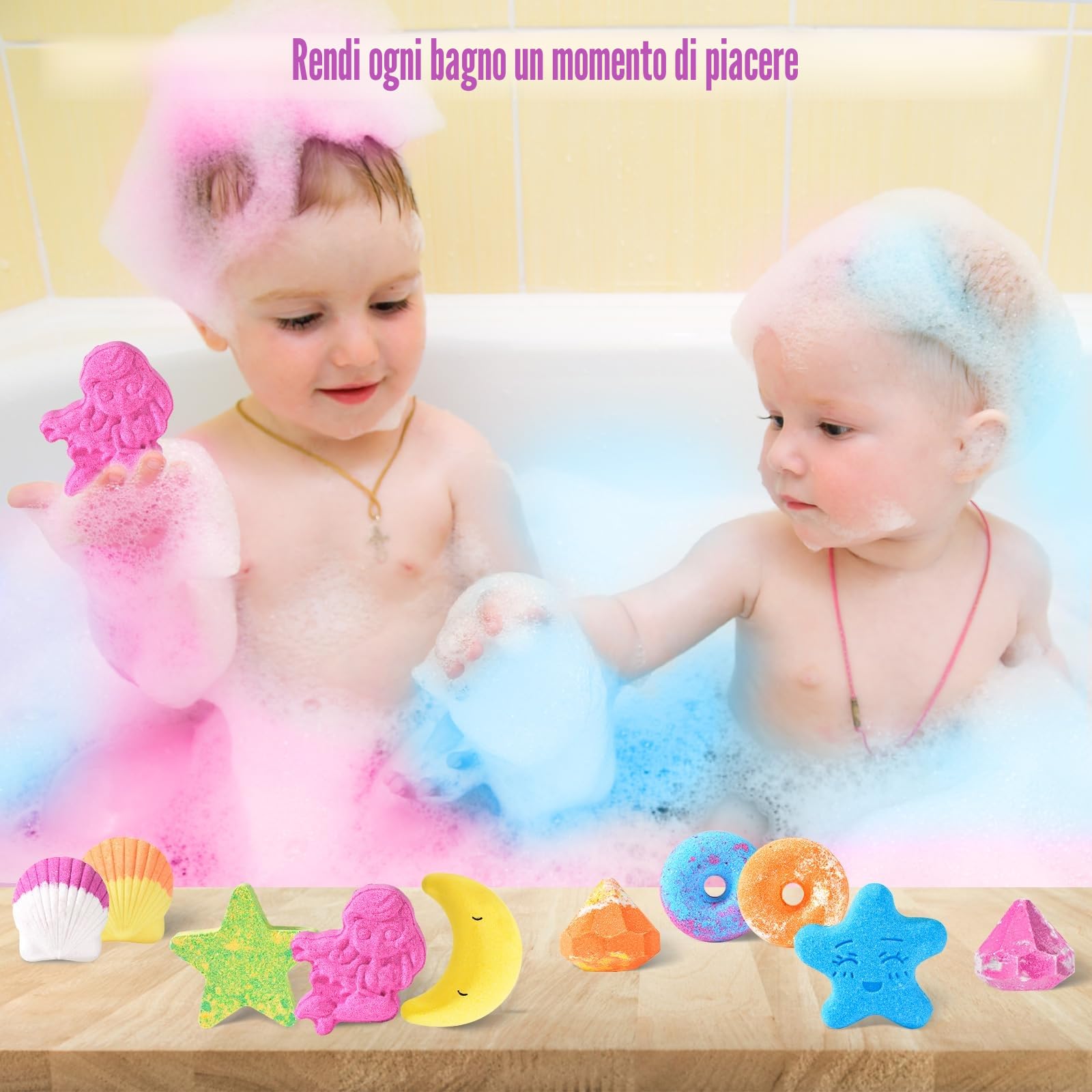 DUAIU Bombe da Bagno,10 Pezzi Bombe da Bagno Bambini Profumate Set Regalo,Fatte a Mano,Bomba da Bagno Arricchite con Sali da Bagno e Oli Essenziali per Donna,Bambini