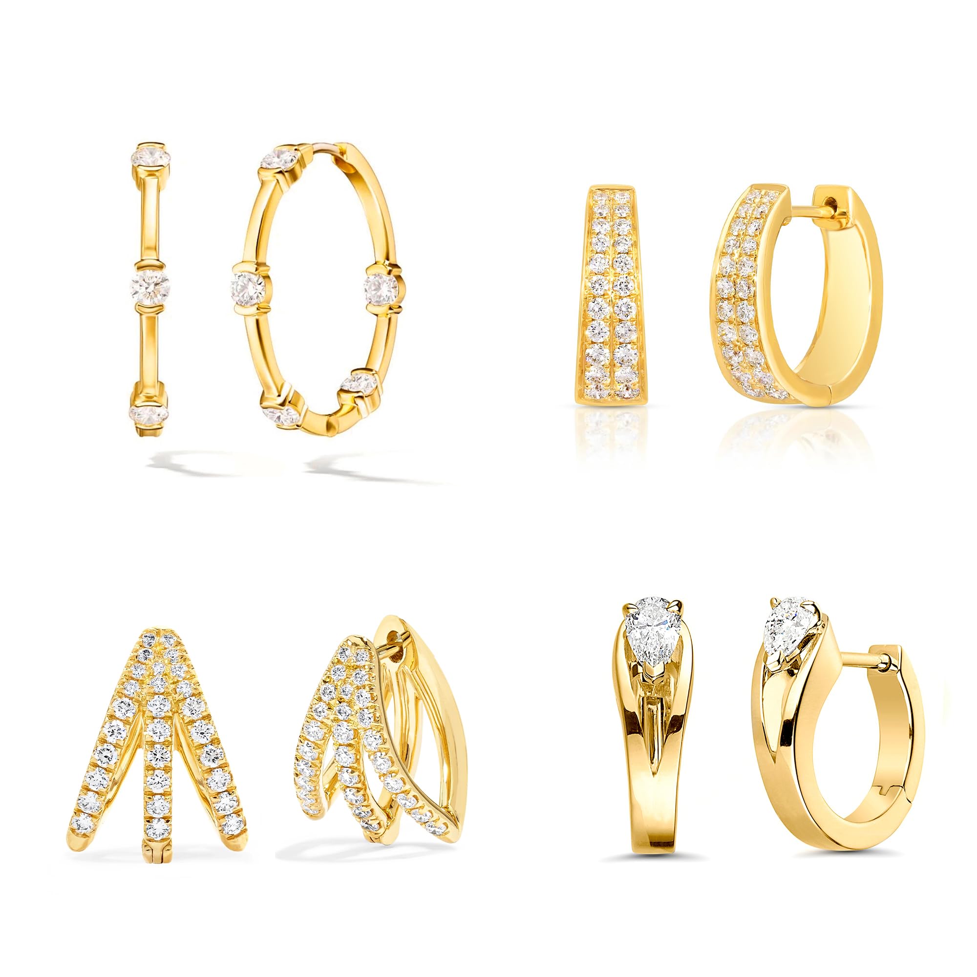 MINUTIAE Elegant Shaped Stud Earrings Combo Set of 4 With White Solitaire Crystal Diamonds for Women and Girls - Gold Plated | Stylish, Traditional, Western and Fashion Wear (B0CYQYBLHT) Amazon Price History, Amazon Price Tracker