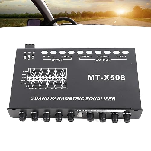 Miniatura 3 de Ecualizador gráfico para coche, ecualizador de audio para automóvil, ajustable, 5 bandas, ajuste preciso, ecualizador de ecualizador cruzado,