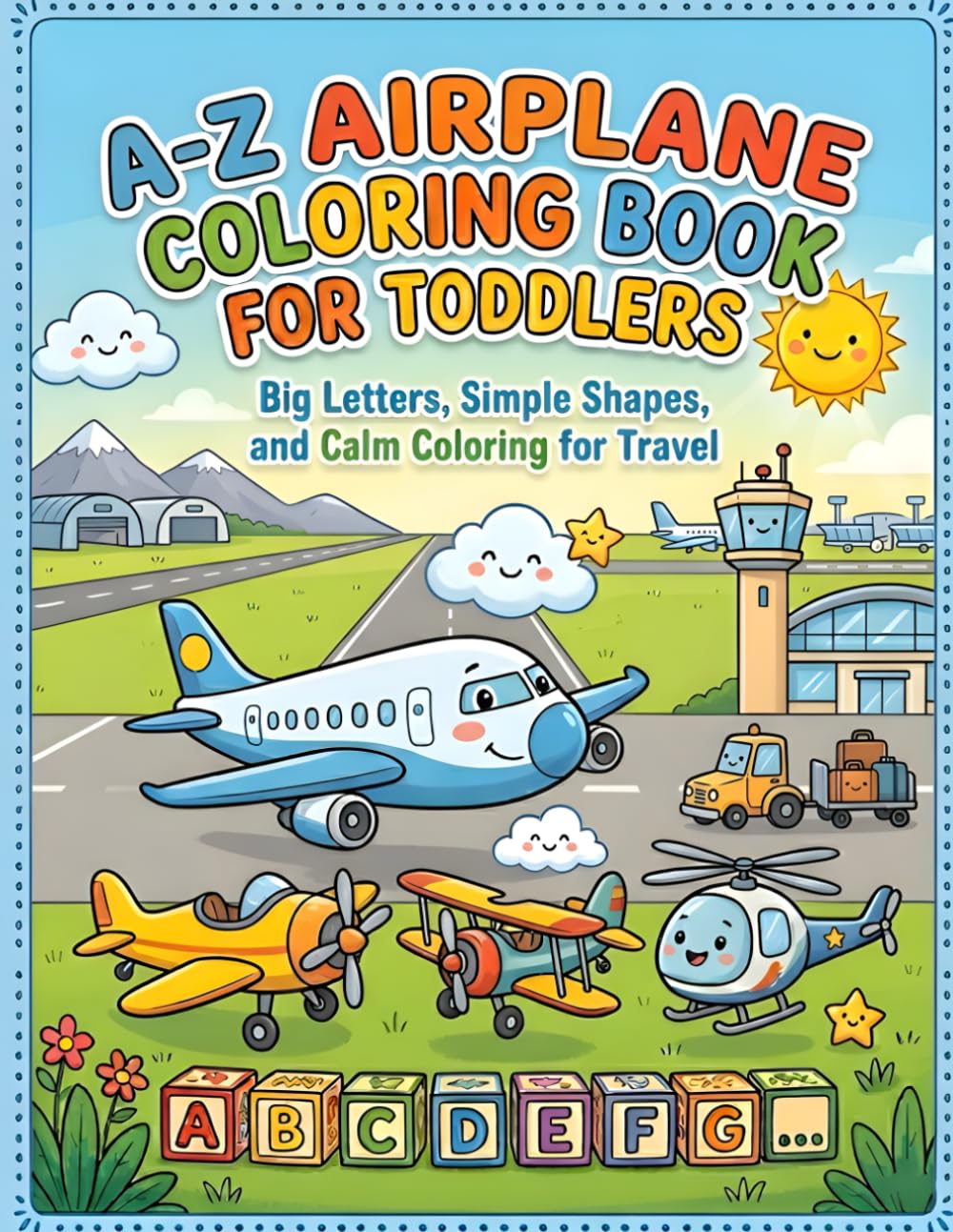 A–Z Airplane Coloring Book for Toddlers (Ages 2-4): Big Letters, Simple Shapes, and Calm Coloring for Travel