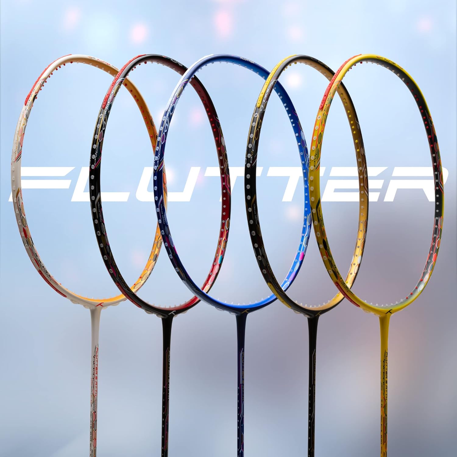 HUNDRED Flutter S ATTK Carbon Fibre Strung Badminton Racket with Full Racket Cover for Intermediate Players (82g, Maximum String Tension - 32lbs)