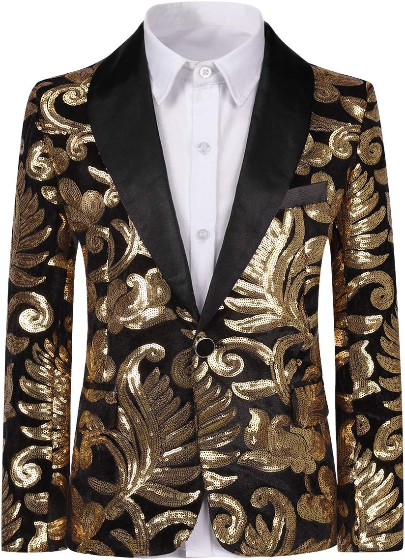 SWOTGdoby Boys Tuxedo Suit Shiny Formal Dress 2 Pieces Suit Set Paisley Blazer Pants Sequin Shawl Collar - Image 2