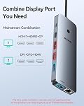 Station d'accueil pour ordinateurs portables 3 Moniteurs, USB C Hub avec 2 HDMI 2DP, RJ45 Ethernet, 5 Gbps USB C/A, 100W PD SD/microSD pour Dell/HP/Lenovo - MOKiN