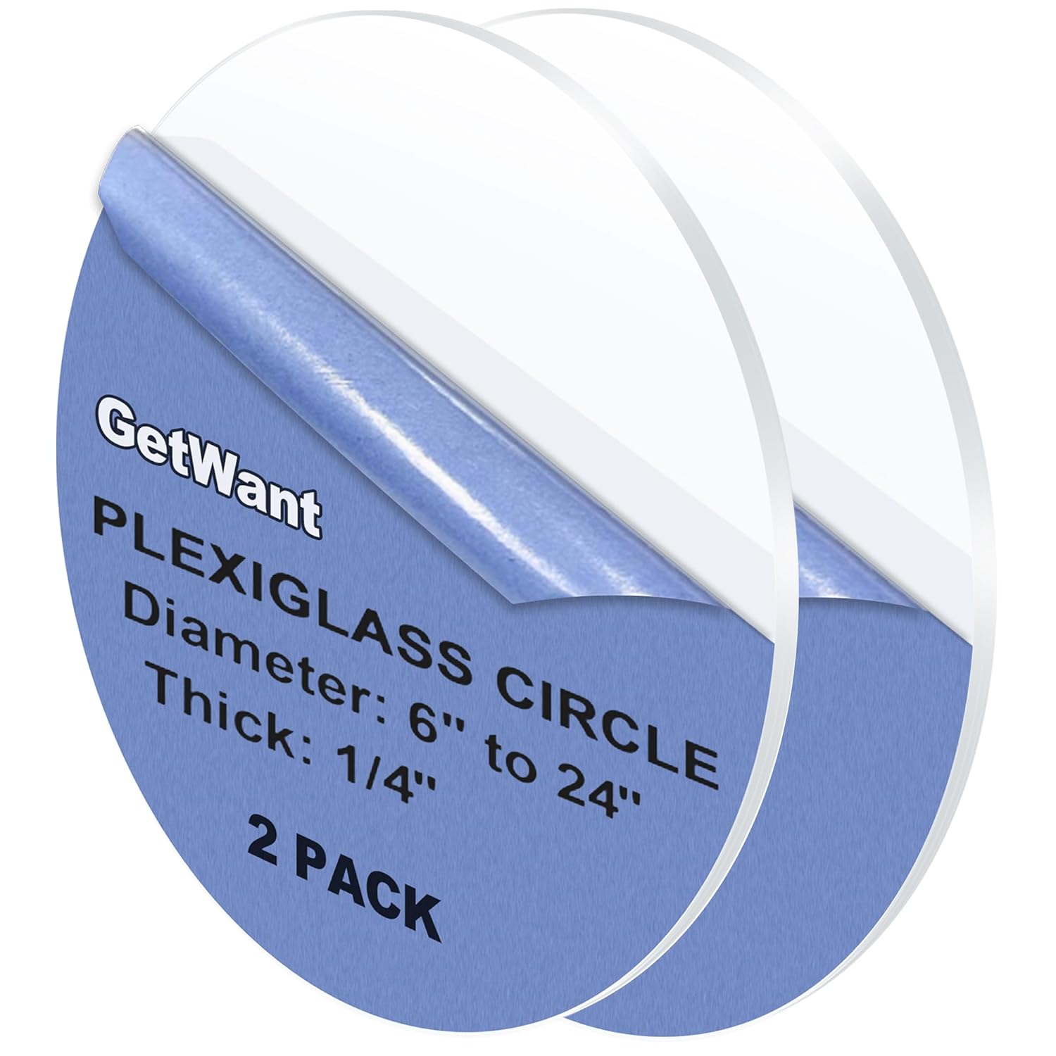 2PCS Clear Plexiglass 8" Round Acrylic Sheet - 1/4" Thick Plexiglass Circle 8 inch for Signs,Cake Discs,DIY Crafts, Digital Printing, Engraving, Painting, Base, Display Stand, Wall Art