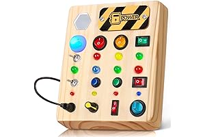 1-Year Educational Wooden Busy Board for Toddlers - Montessori Sensory Switch Toy...